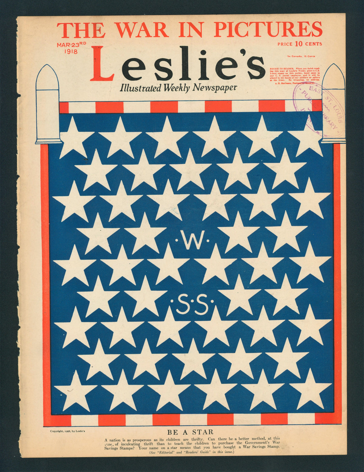 Be a Star- Leslie&#39;s Weekly - Authentic Vintage Antique Print