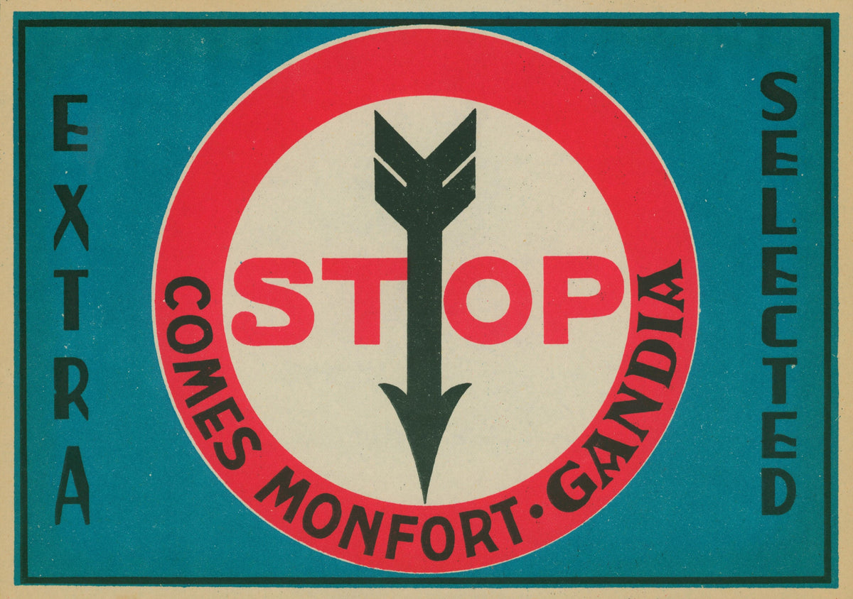 Stop- Spanish Crate Label - Authentic Vintage Antique Print