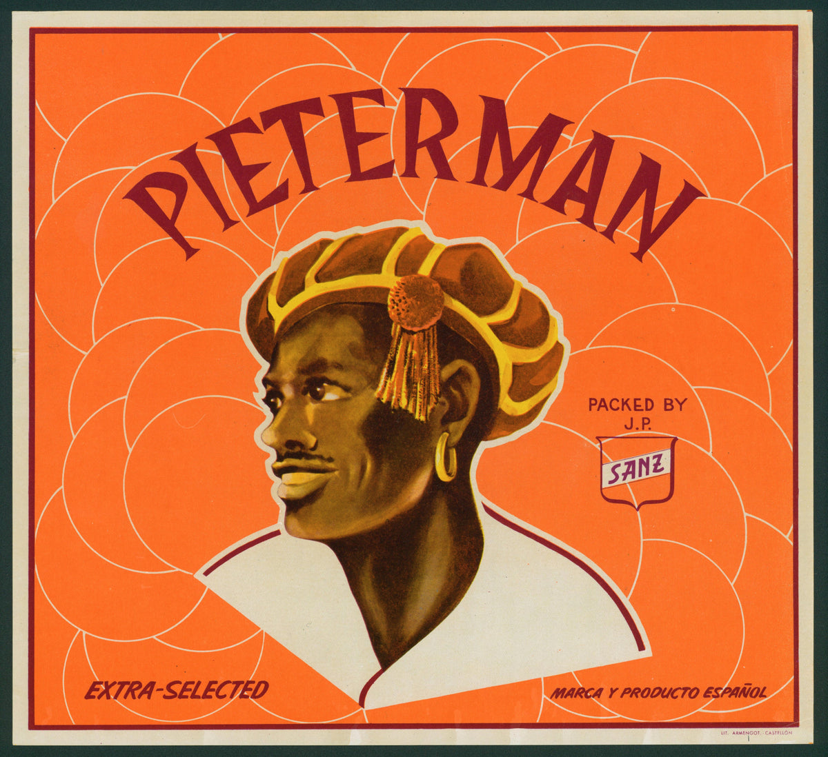 Pieterman- Spanish Crate Label - Authentic Vintage Antique Print