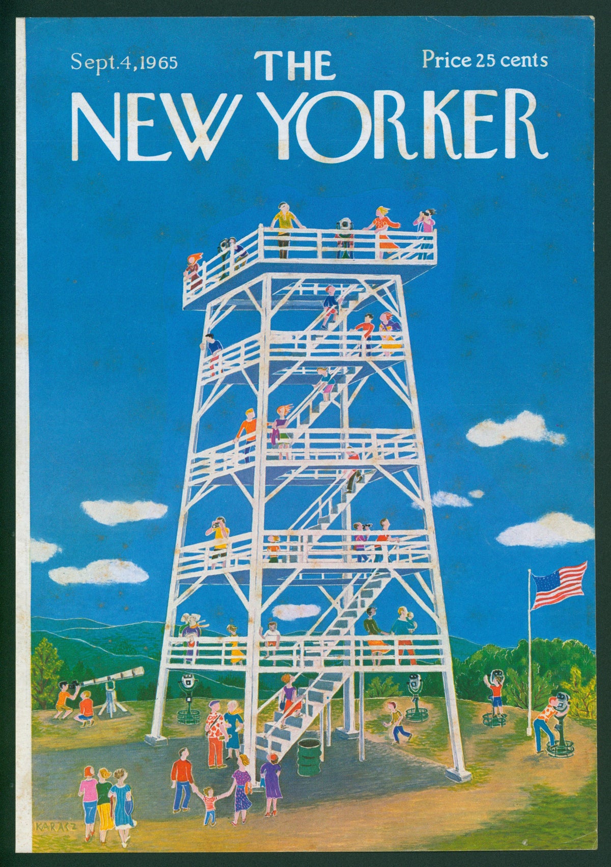 Observation Tower- The New Yorker - Authentic Vintage Antique Print