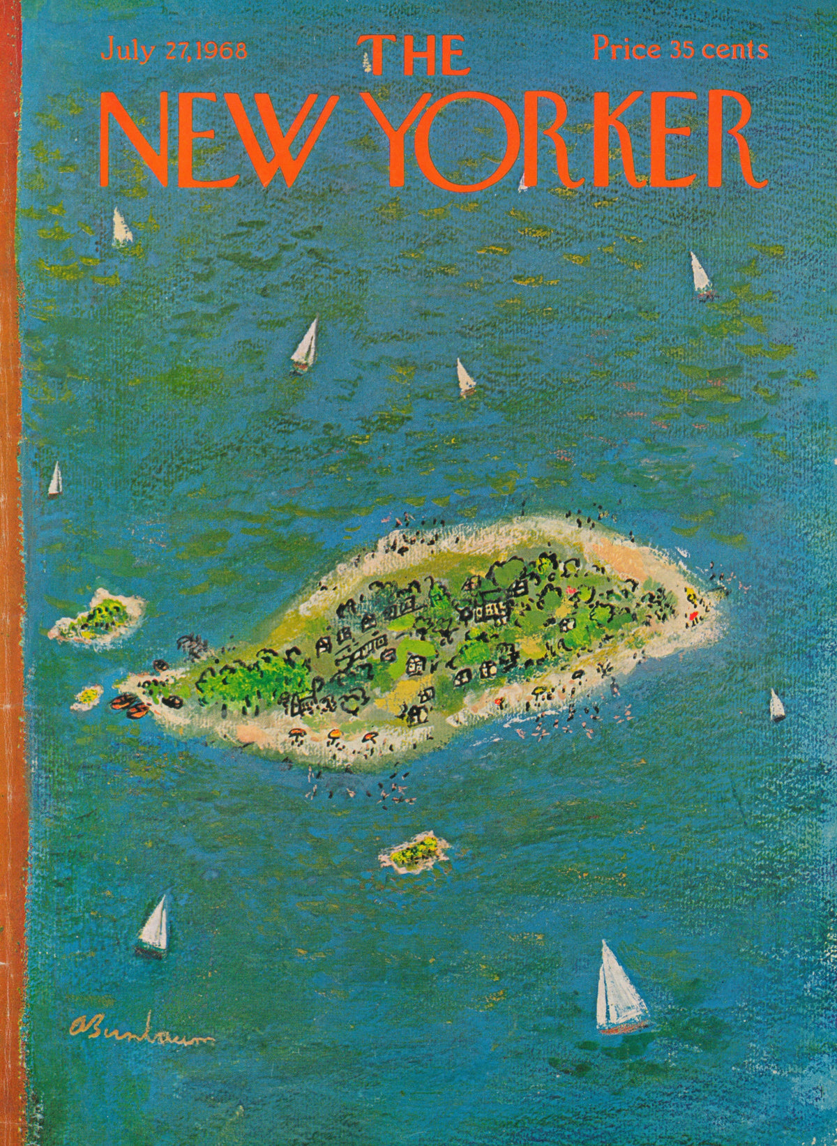 Summer Island- The New Yorker - Authentic Vintage Antique Print