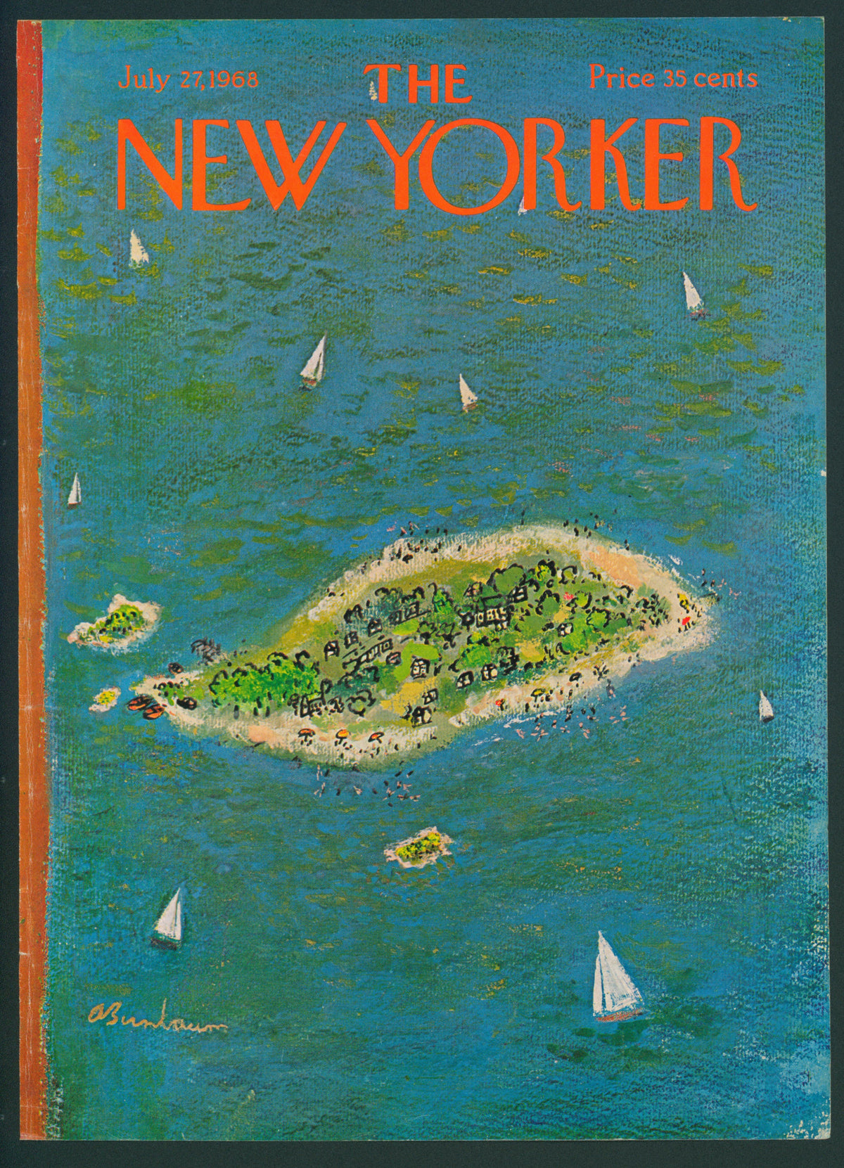 Summer Island- The New Yorker - Authentic Vintage Antique Print