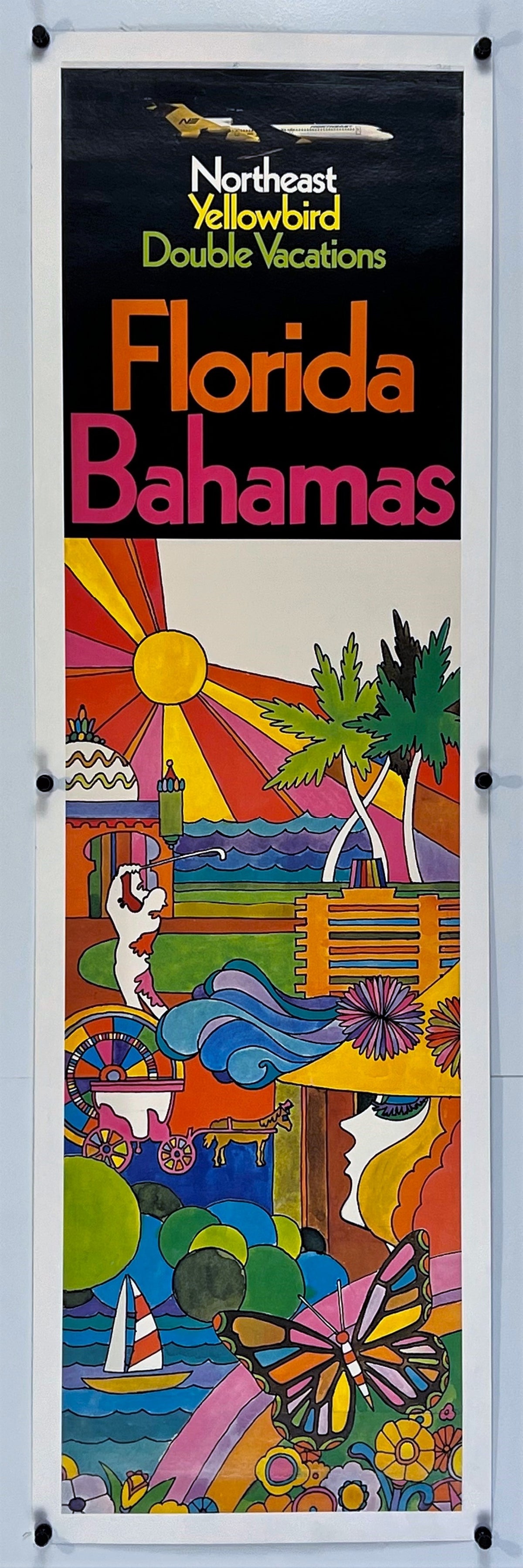 Northeast Yellowbird- Florida, Bahamas - Authentic Vintage Poster