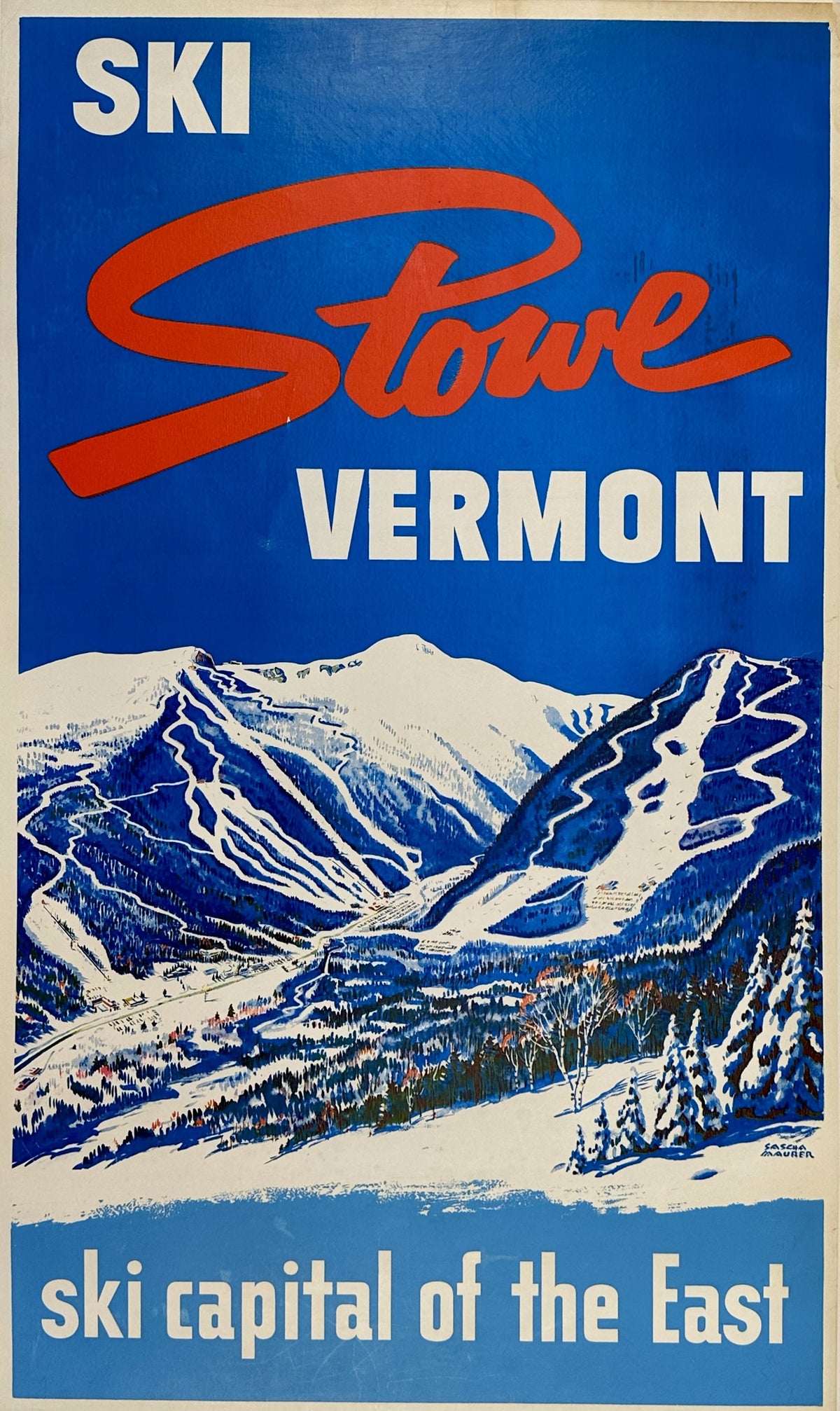 Ski- Stowe, Vermont - Authentic Vintage Poster