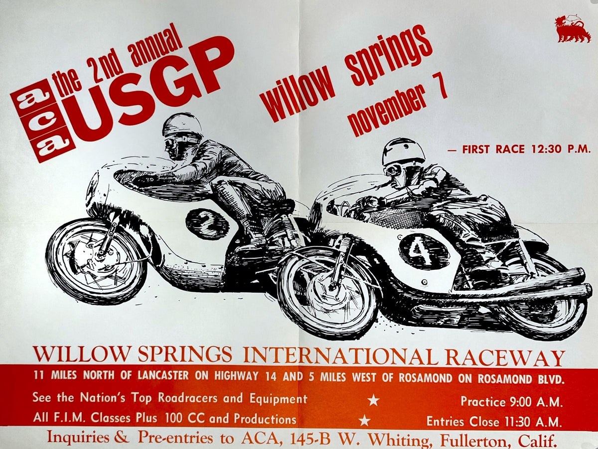 Superbike- Willow Springs Raceway - Authentic Vintage Poster