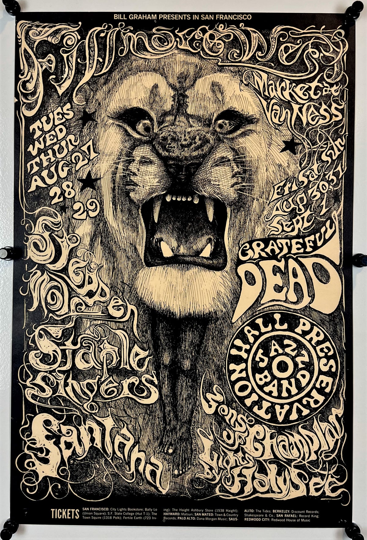 Grateful Dead, Santana- Fillmore Auditorium BG-137 - Authentic Vintage Poster