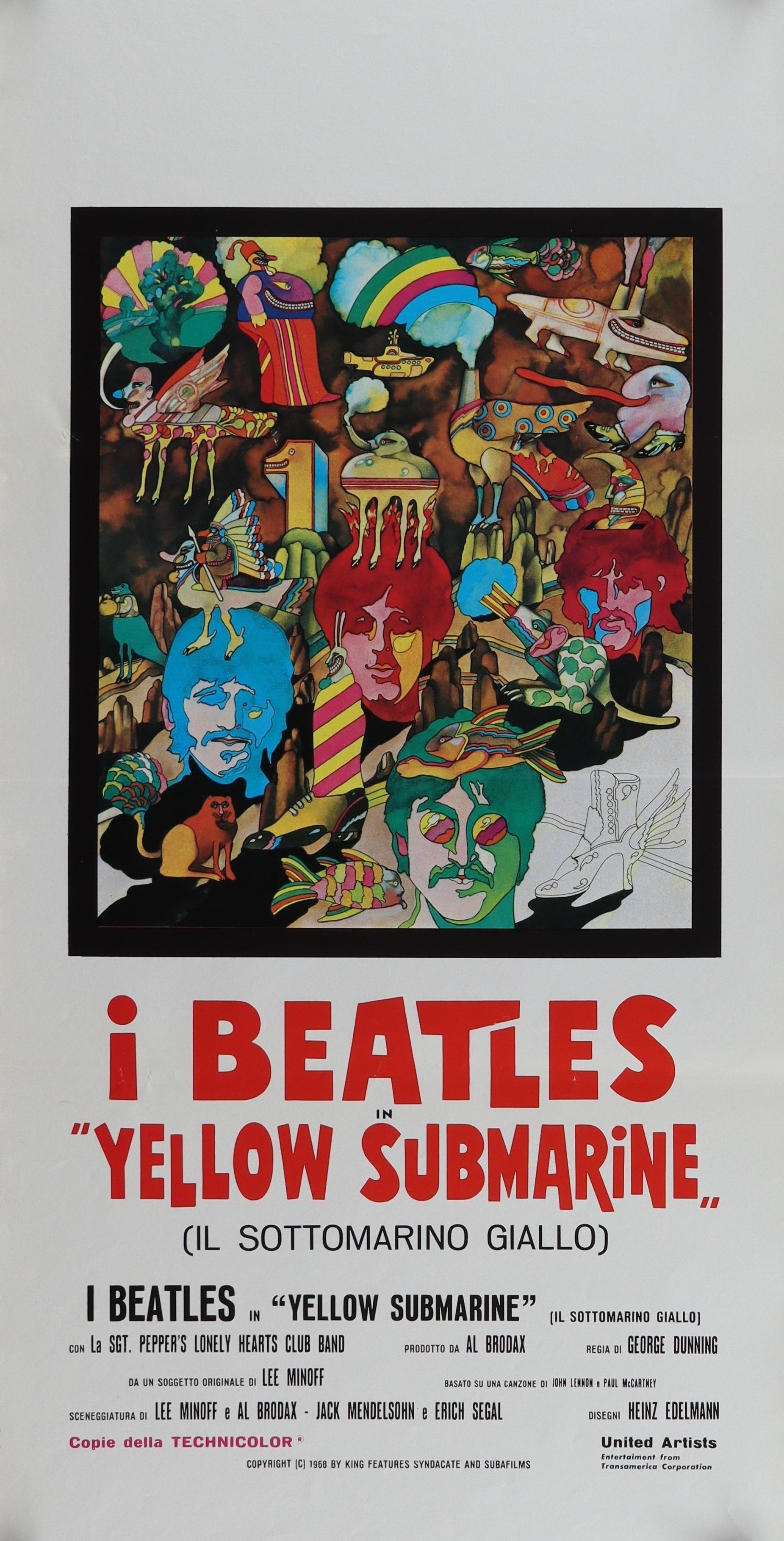 Beatles, Yellow Submarine- Italian Release - Authentic Vintage Poster