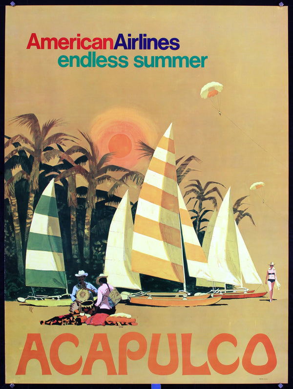 Original Vintage Poster: Visit Acapulco, American Airlines