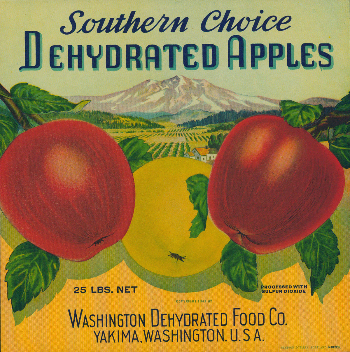 Southern Choice Dehydrated Apples- Crate Label - Authentic Vintage Antique Print
