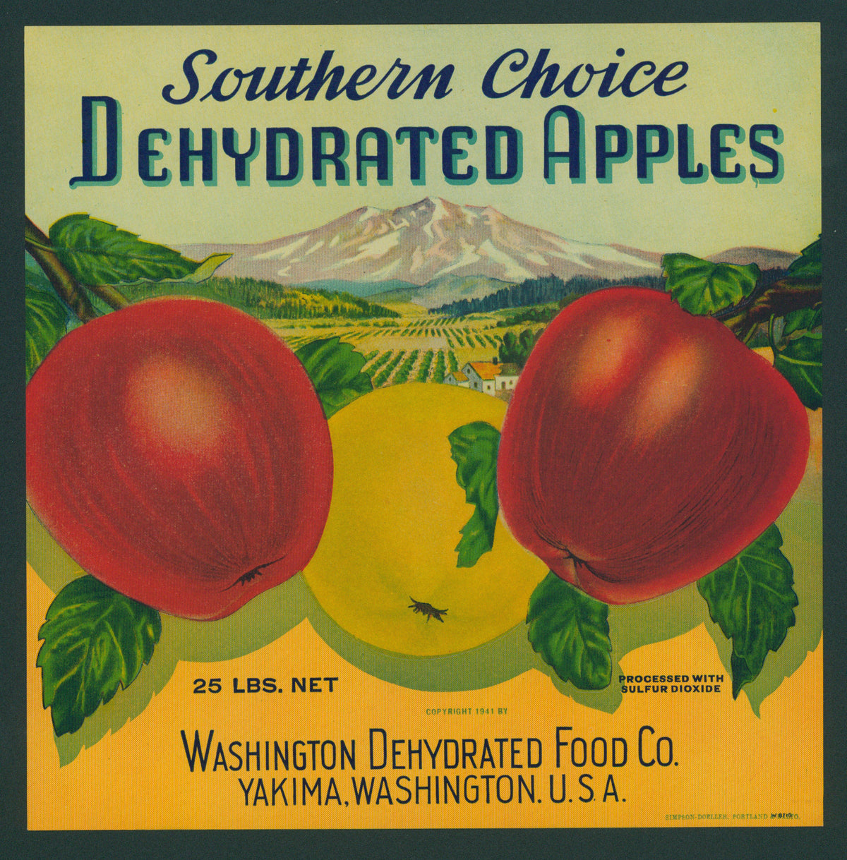 Southern Choice Dehydrated Apples- Crate Label - Authentic Vintage Antique Print