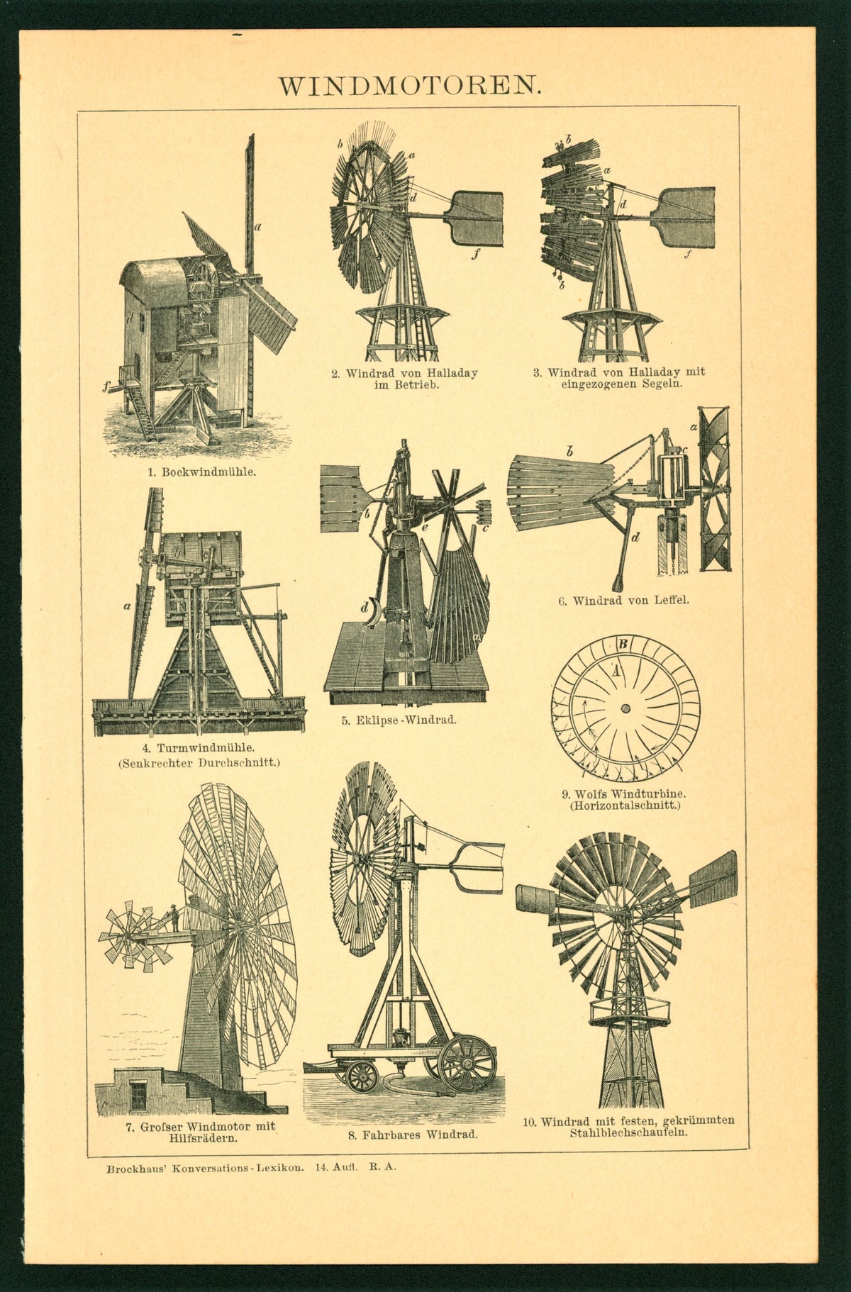 Windmill- Antique Engraving - Authentic Vintage Antique Print