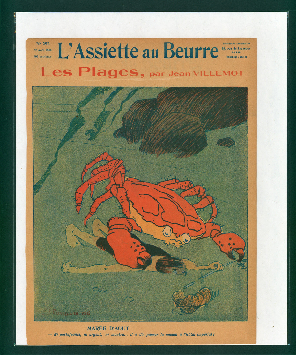 Les Plages- French Satirical Comic - Authentic Vintage Antique Print