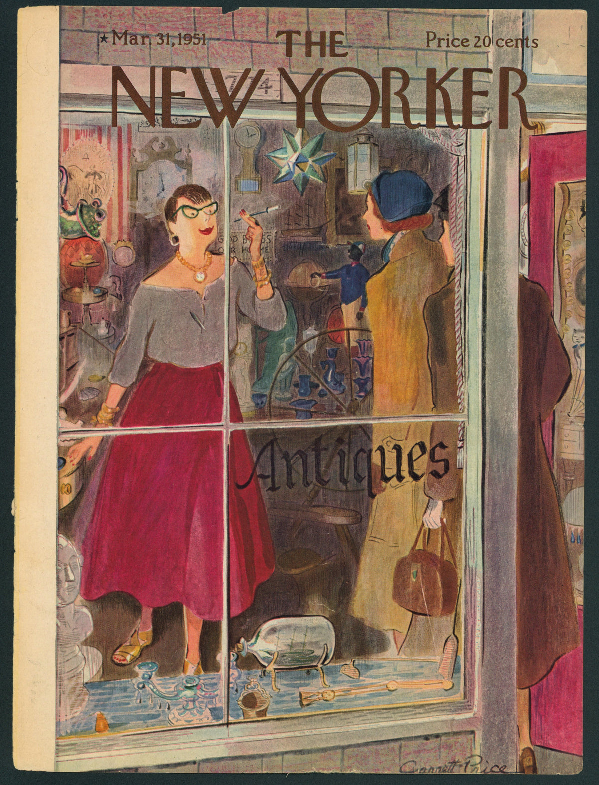 Antique Shop- The New Yorker - Authentic Vintage Antique Print