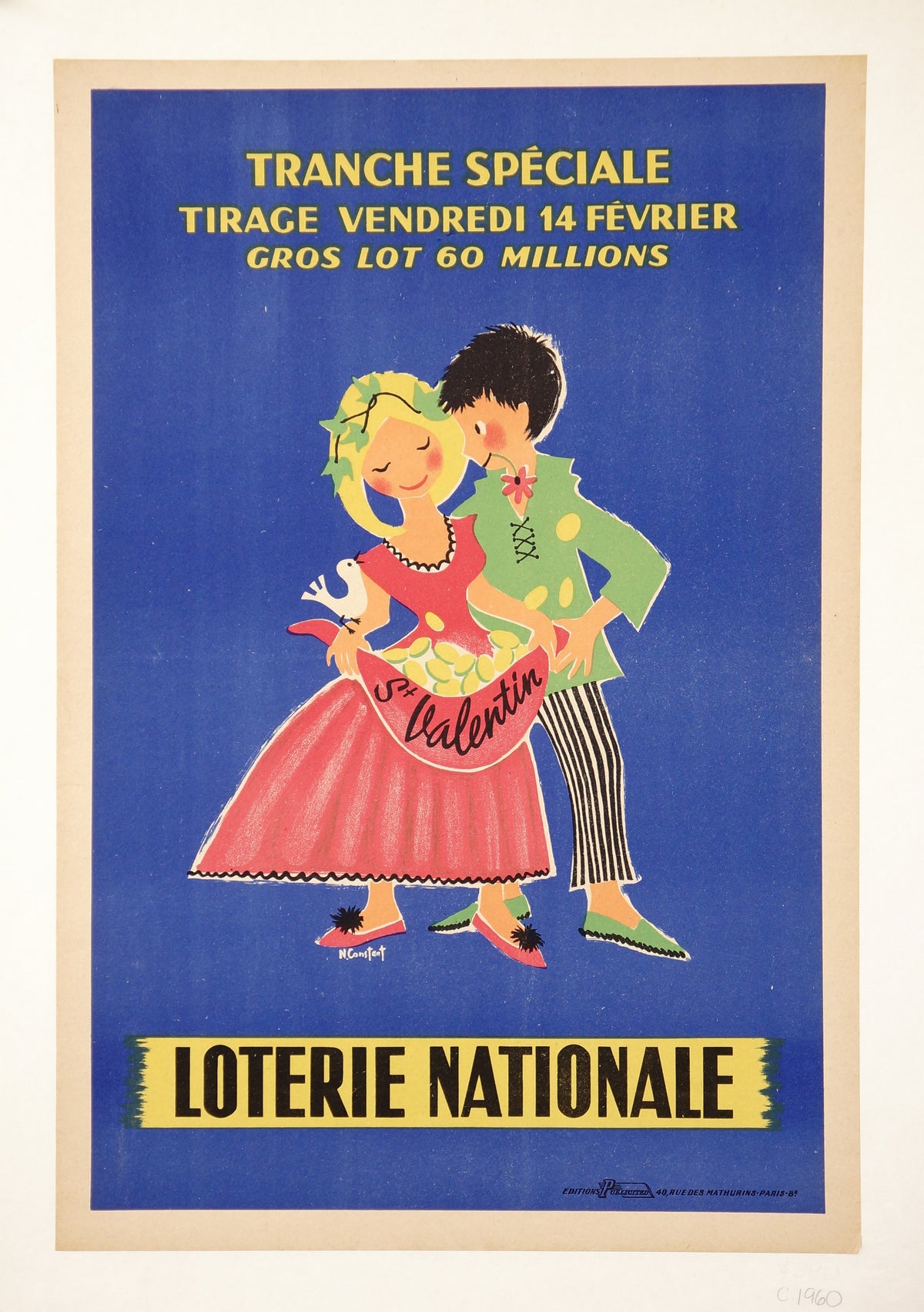 Loterie Nationale, St. Valentin - Authentic Vintage Poster