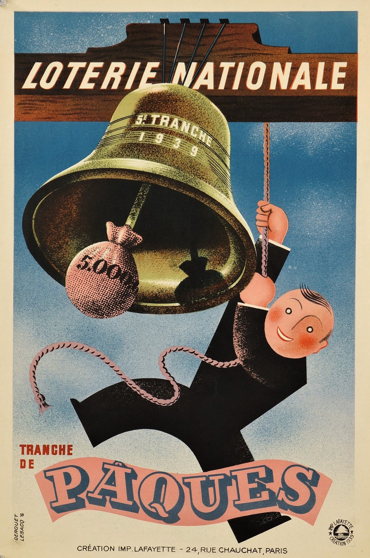 DEROUET-LESACQ (Edgar Derouet and Charles Lesacq). Loterie Nationale. - Authentic Vintage Poster