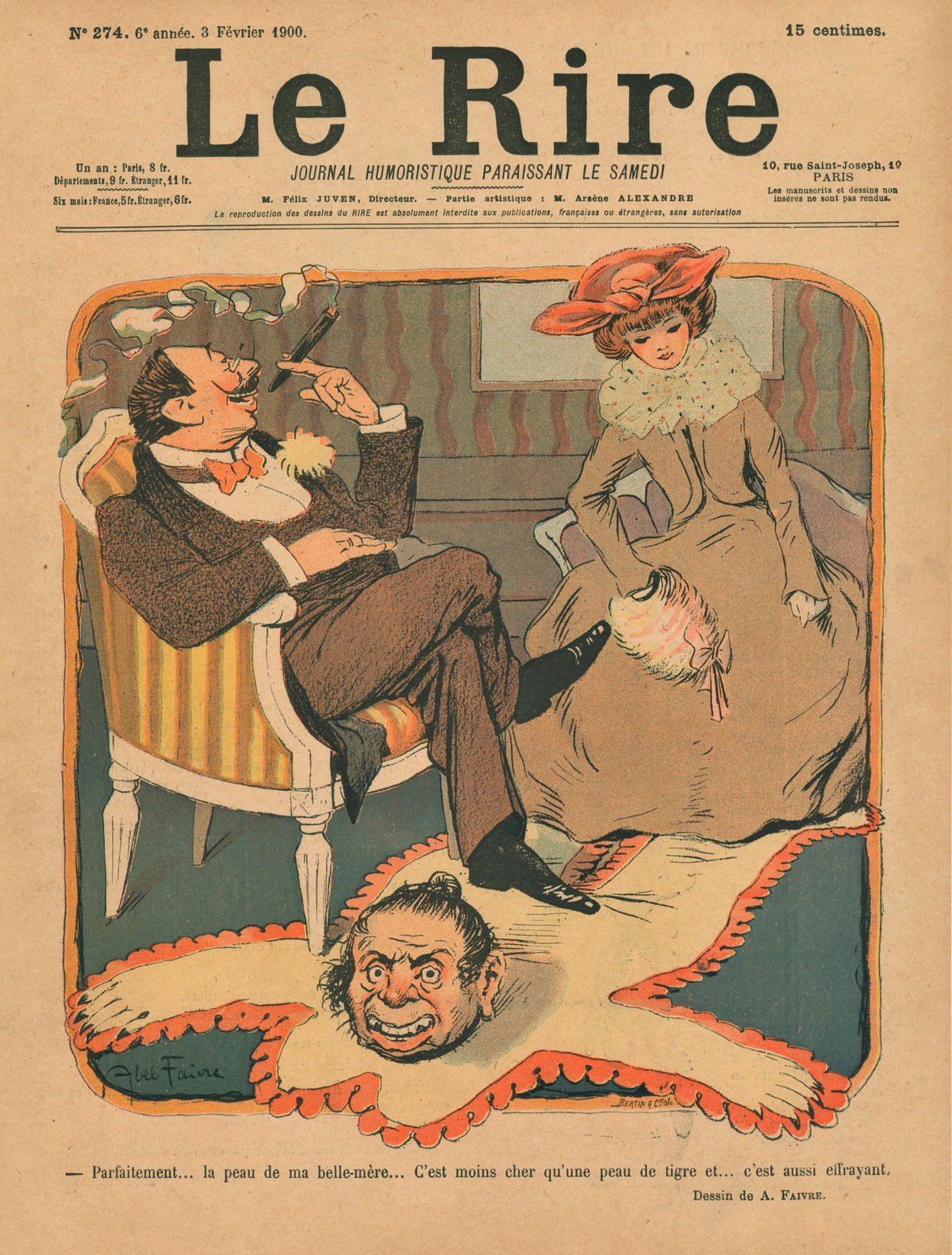 French Satirical Comic 12 - Authentic Vintage Antique Print