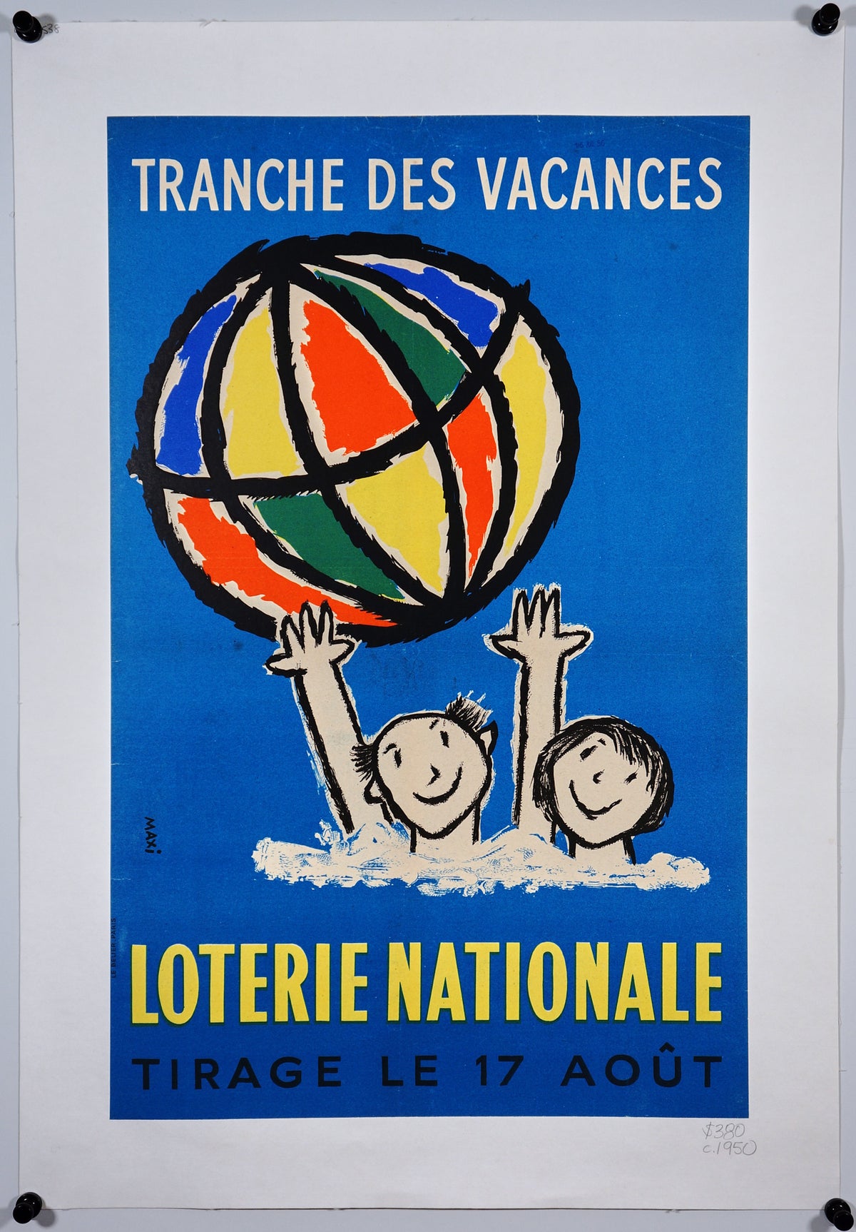 Loterie Nationale- &quot;Tranche des Vacances&quot; - Authentic Vintage Poster
