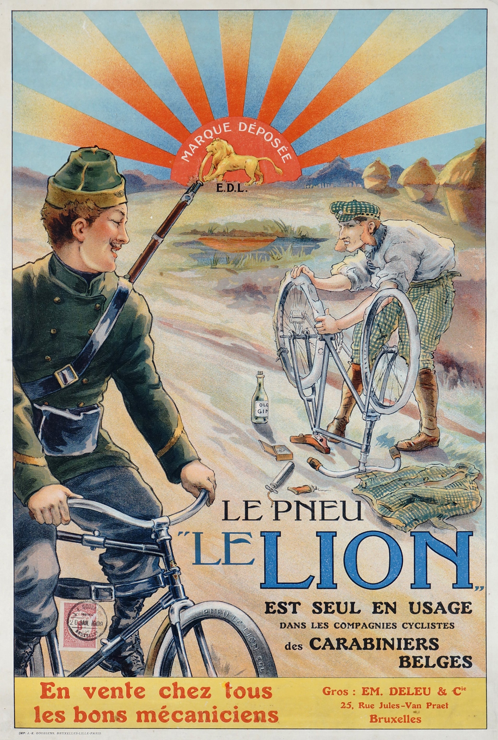 Le Pneu Le Lion - Authentic Vintage Poster