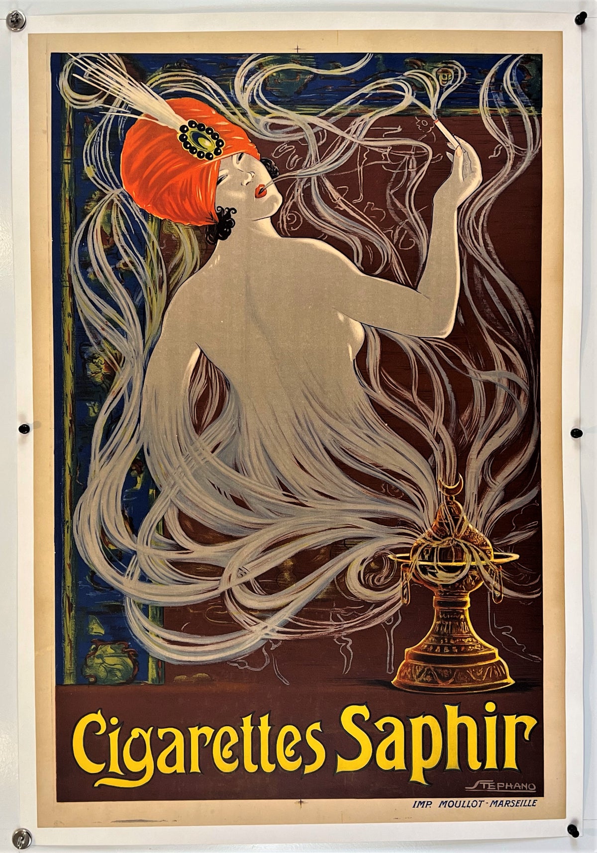 Cigarettes Saphir by Stephano - Authentic Vintage Poster