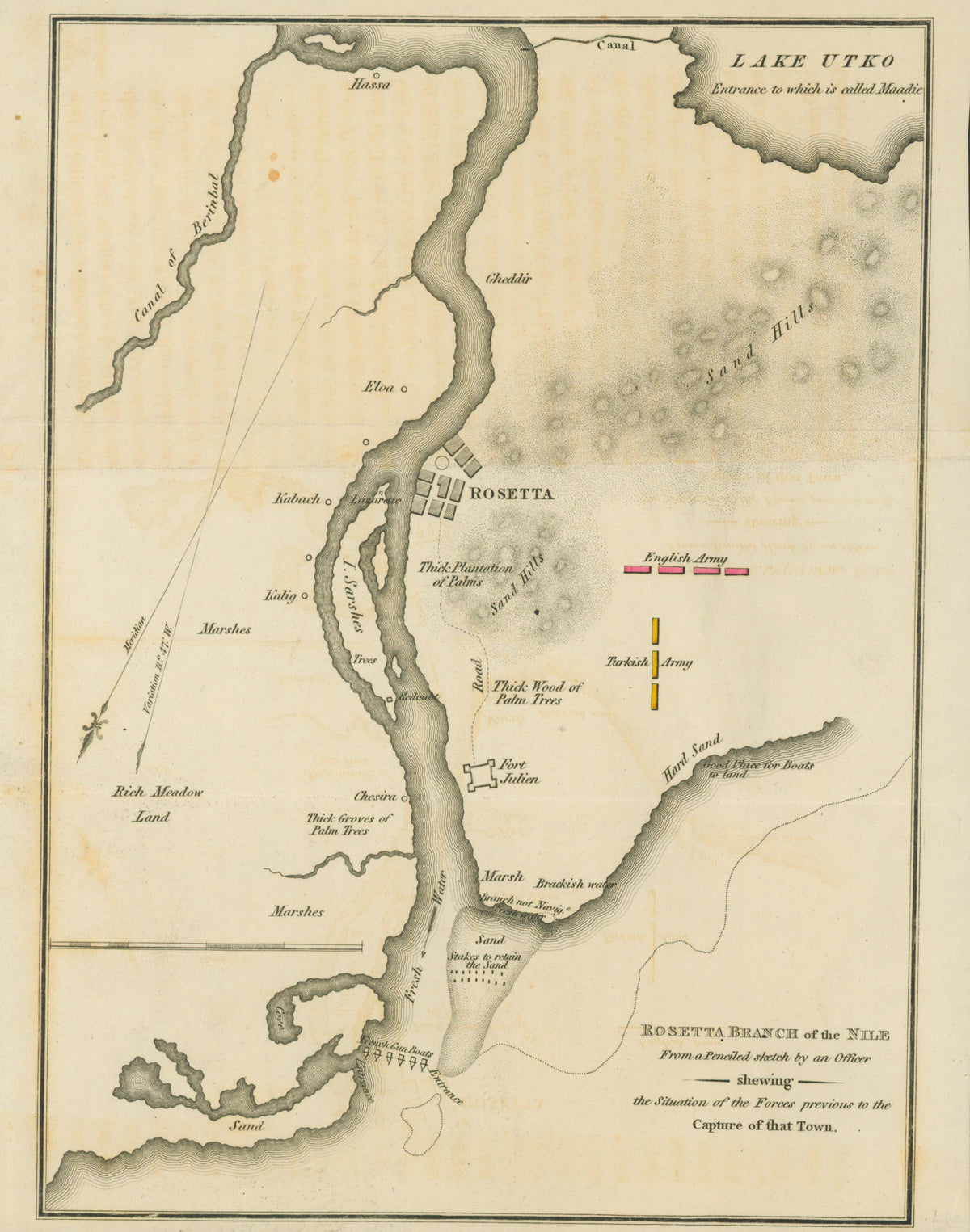 Rosetta Branch of the Nile- Antique Map - Authentic Vintage Antique Print