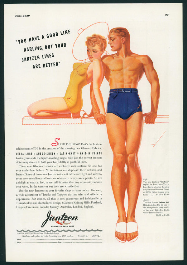 Vintage Advertising Art by George Petty- Jantzen - Authentic Vintage Vintage Ad
