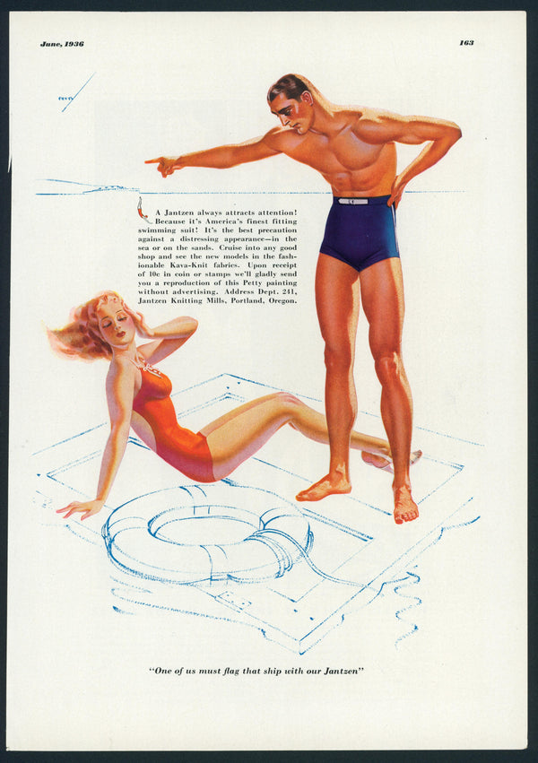 Vintage Advertising Art by George Petty- Flag that Ship - Authentic Vintage Vintage Ad