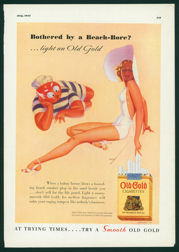 Vintage Advertising Art by George Petty- Beach Bore - Authentic Vintage Vintage Ad