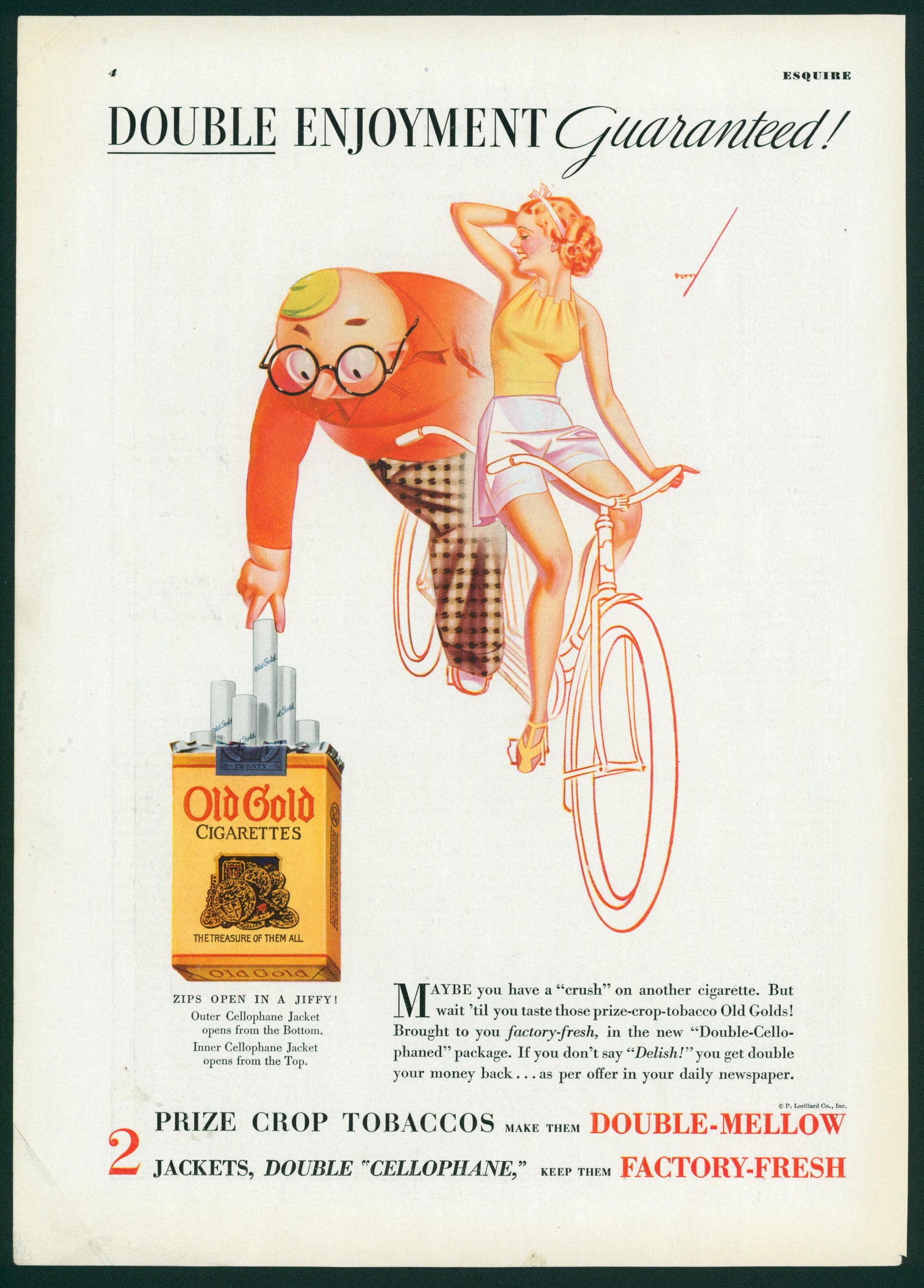Vintage Advertising Art by George Petty- Old Gold - Authentic Vintage Vintage Ad