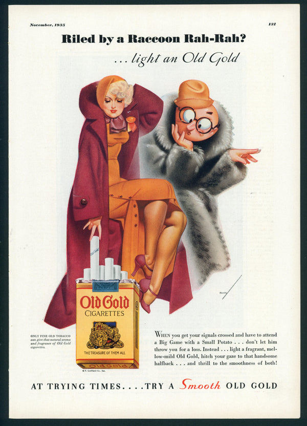 Vintage Advertising Art by George Petty- Old Gold - Authentic Vintage Vintage Ad