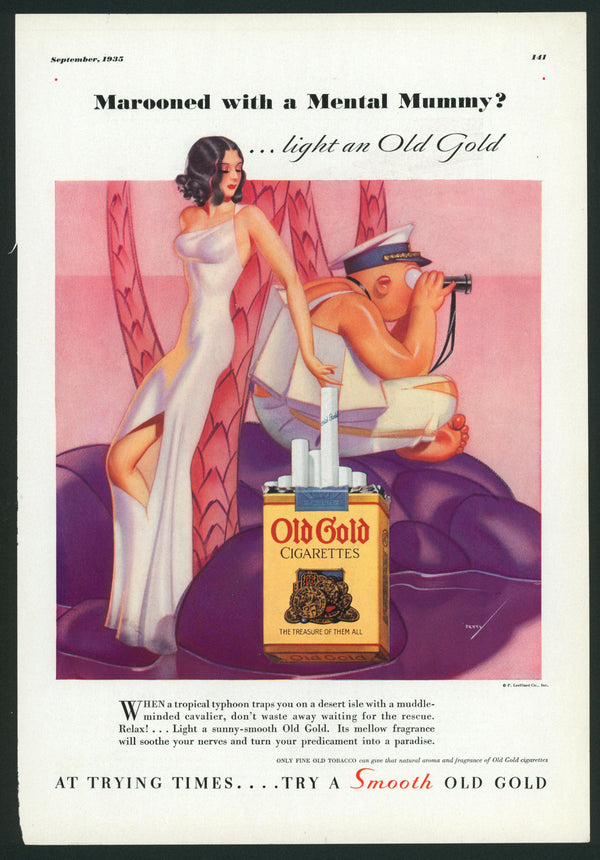 Vintage Advertising Art by George Petty- Old Gold - Authentic Vintage Vintage Ad