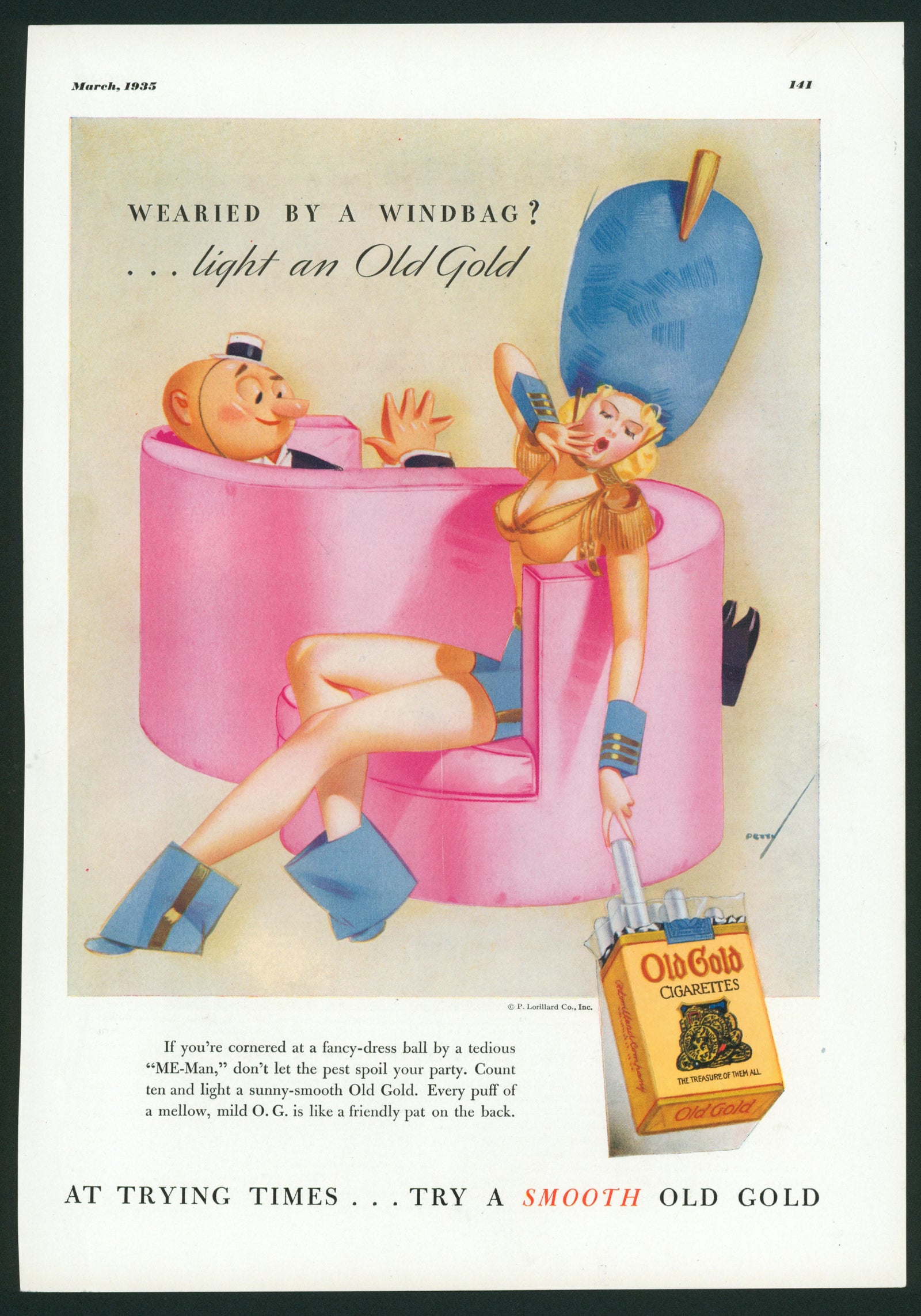 Vintage Advertising Art by George Petty- Windbag - Authentic Vintage Vintage Ad