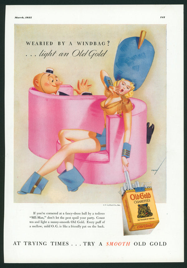 Vintage Advertising Art by George Petty- Windbag - Authentic Vintage Vintage Ad