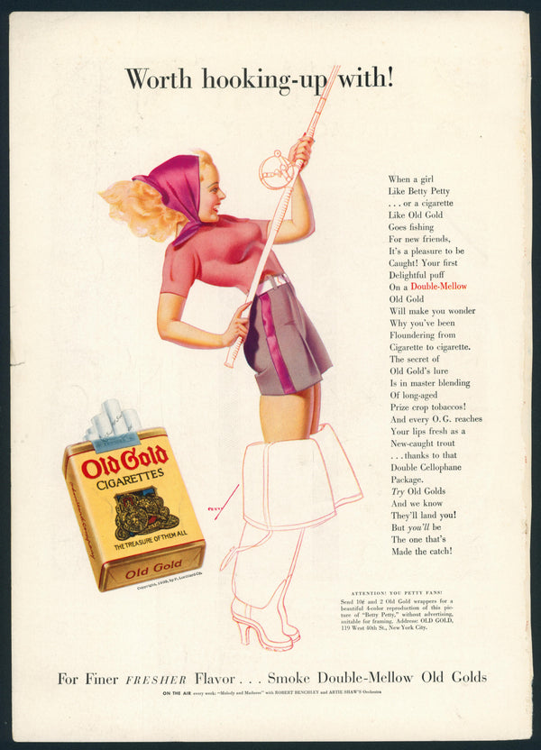 Vintage Advertising Art by George Petty- Fishing - Authentic Vintage Vintage Ad