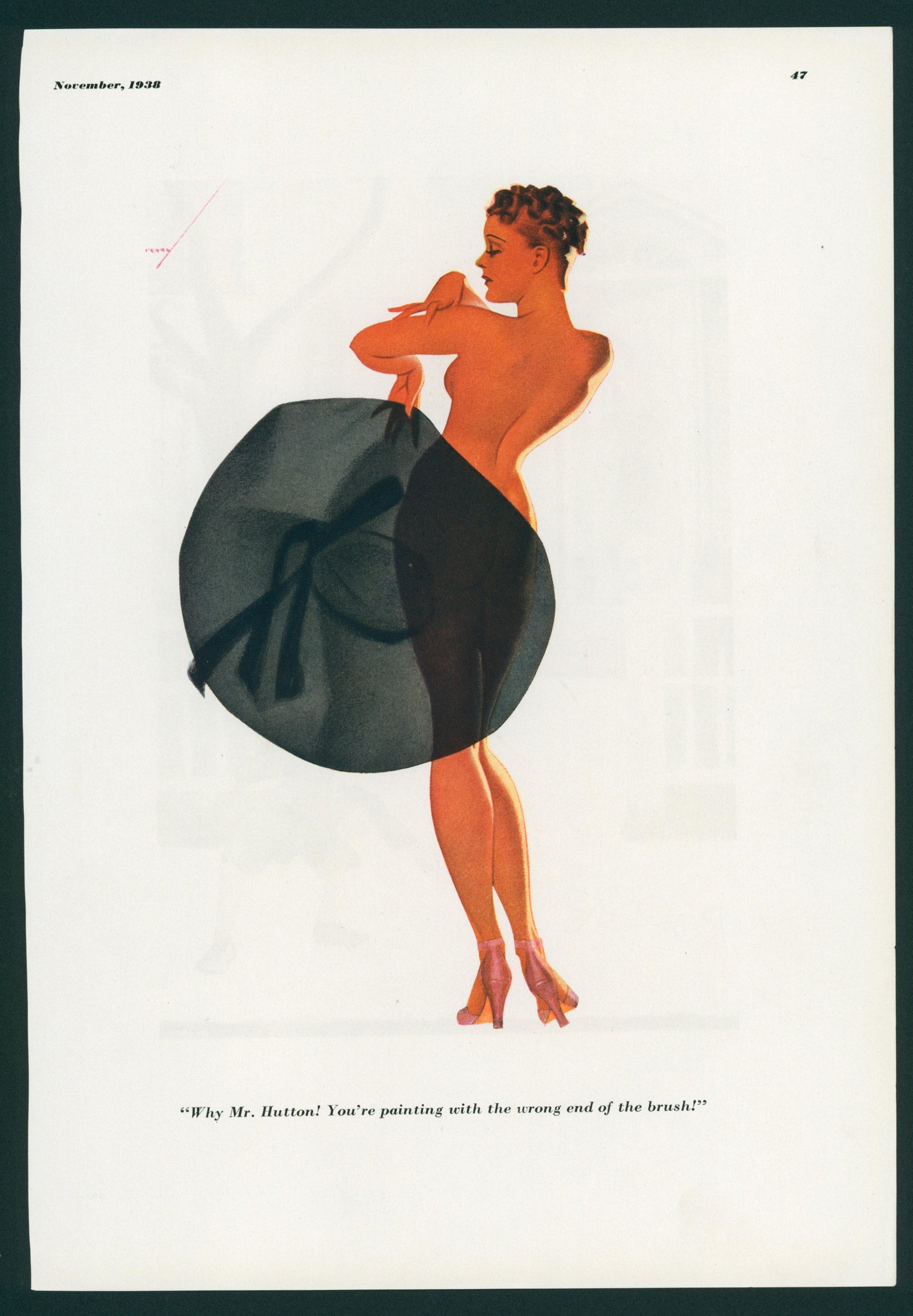 Esquire Illustration- Mr. Hutton's Muse - Authentic Vintage Illustration