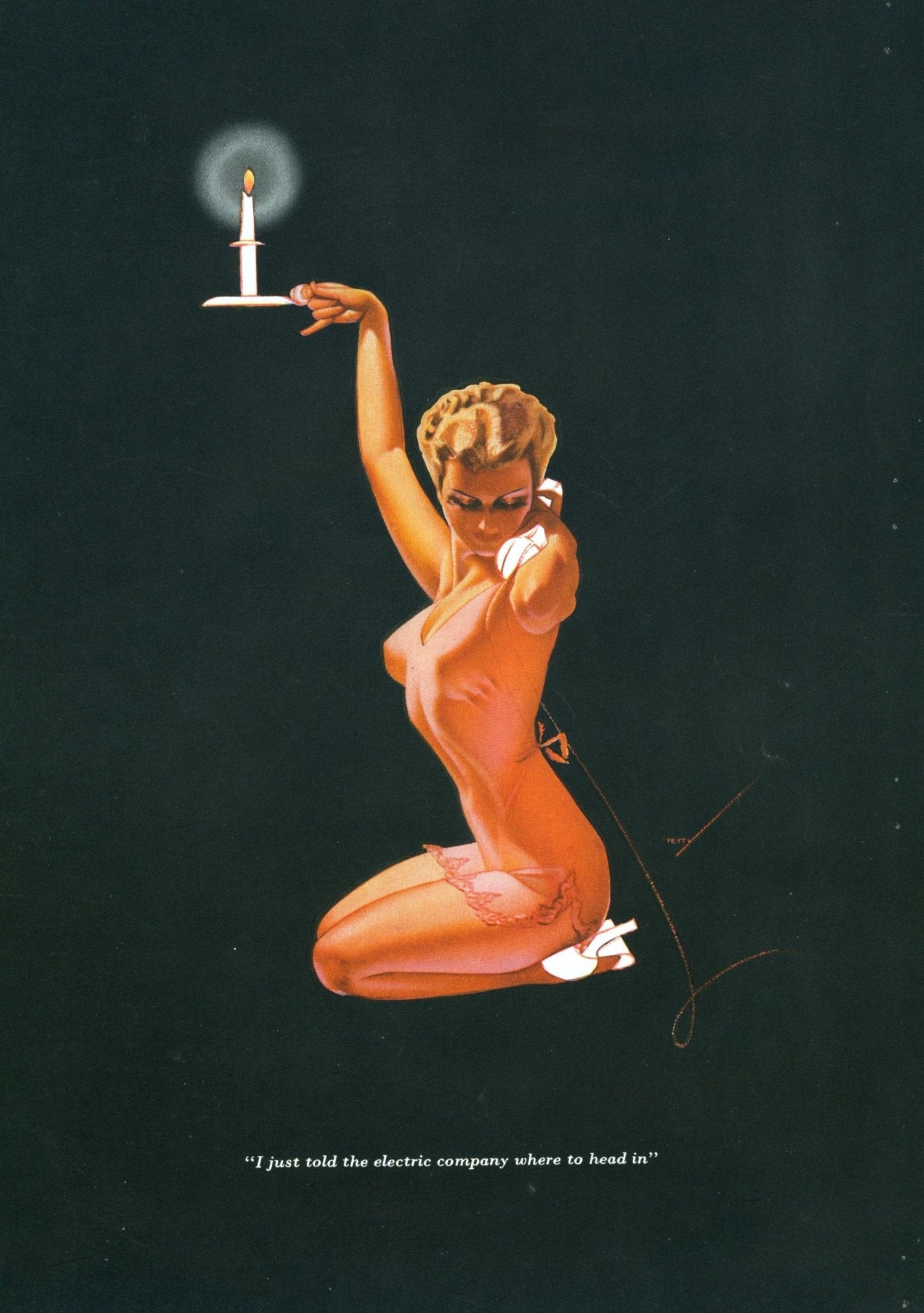 Esquire Illustration- Candlelight - Authentic Vintage Illustration