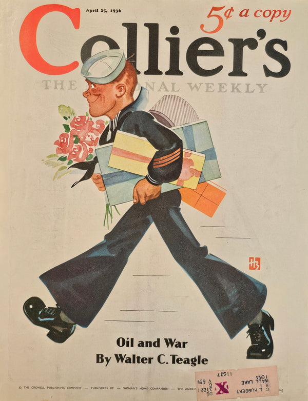 Oil and War- Collier's Magazine - Authentic Vintage Cover Art