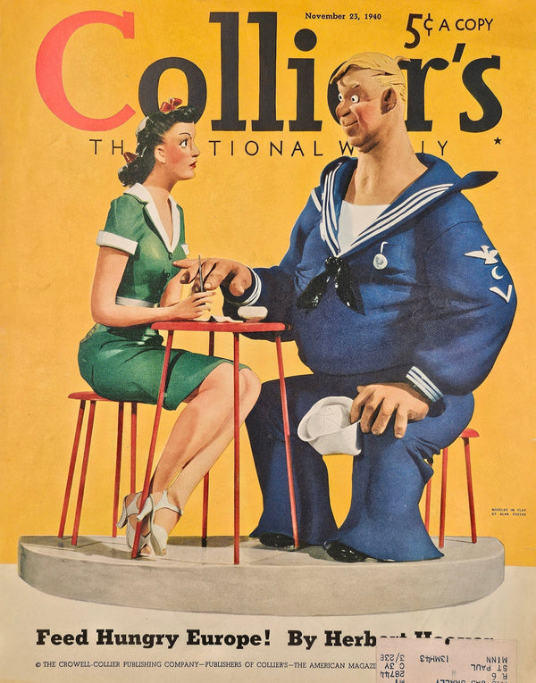 Feed Hungry Europe- Collier's Magazine - Authentic Vintage Cover Art