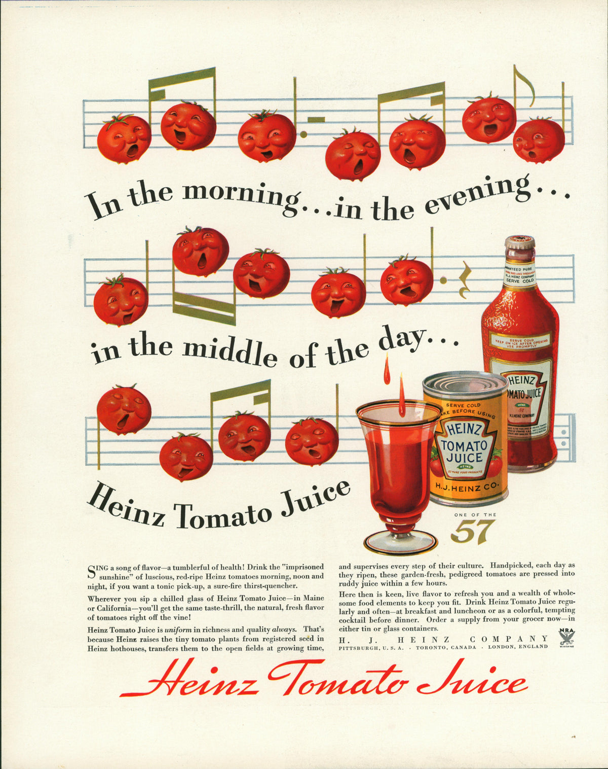 Heinz Tomato Juice (Set of 3)- Vintage Ad - Authentic Vintage Vintage Ad