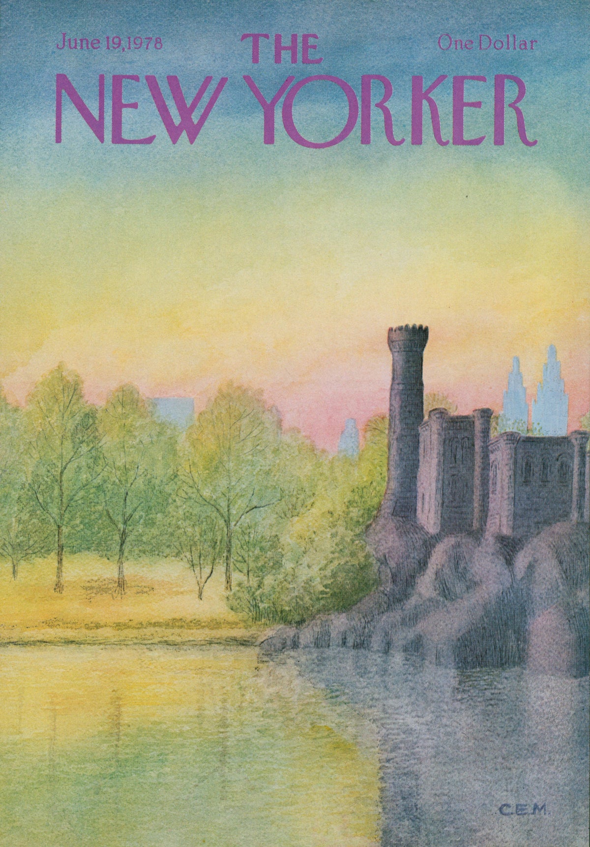 York Avenue at Sunset- The New Yorker - Authentic Vintage Cover Art