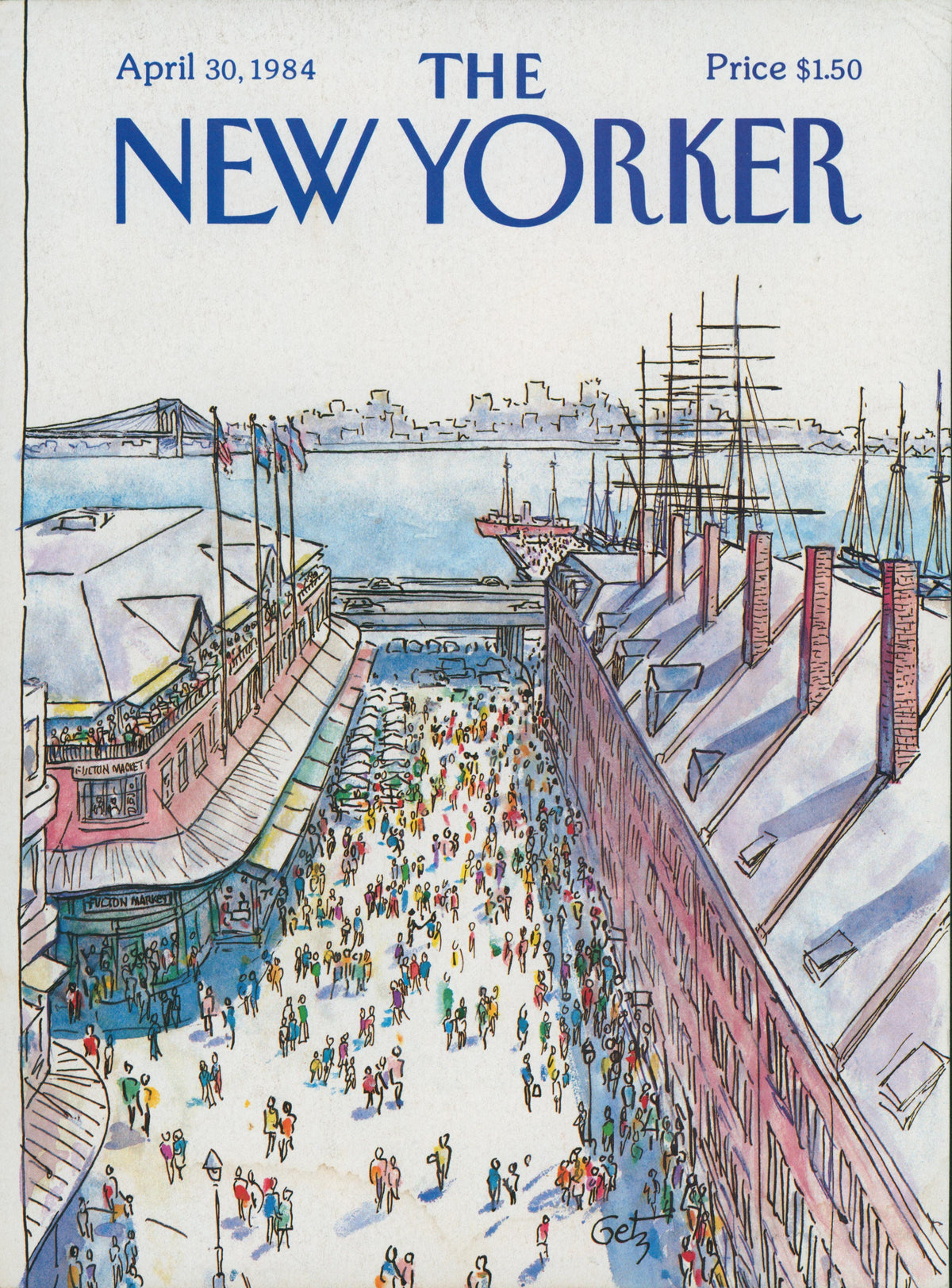 South Street Seaport- The New Yorker - Authentic Vintage Cover Art