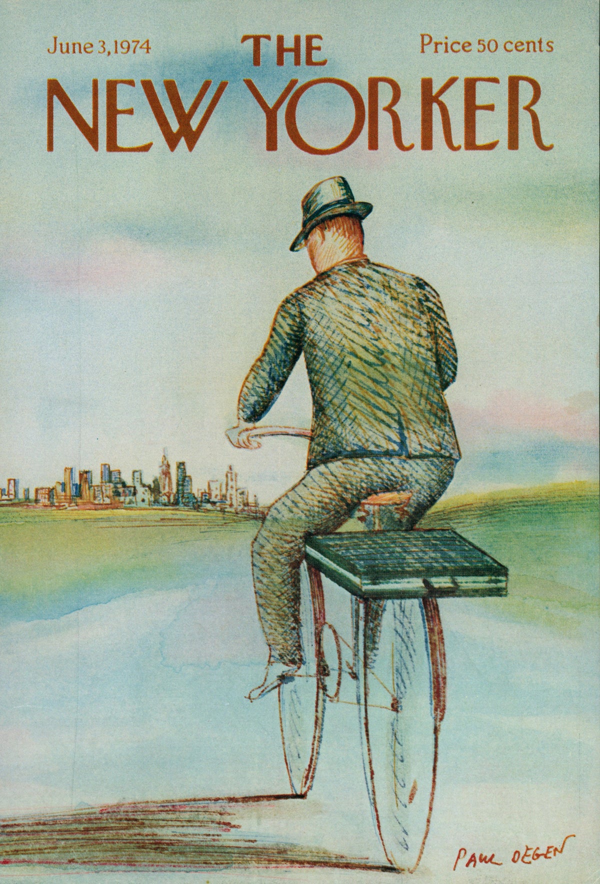 Manhattan Waterfront- The New Yorker - Authentic Vintage Cover Art