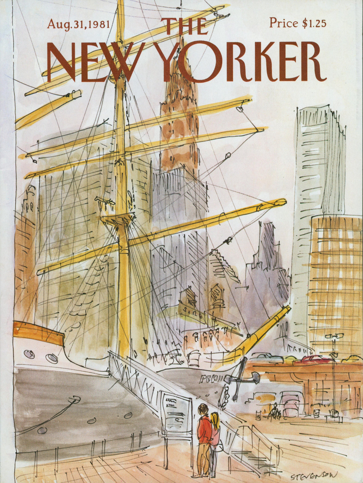 Down by the Dock- The New Yorker - Authentic Vintage Cover Art