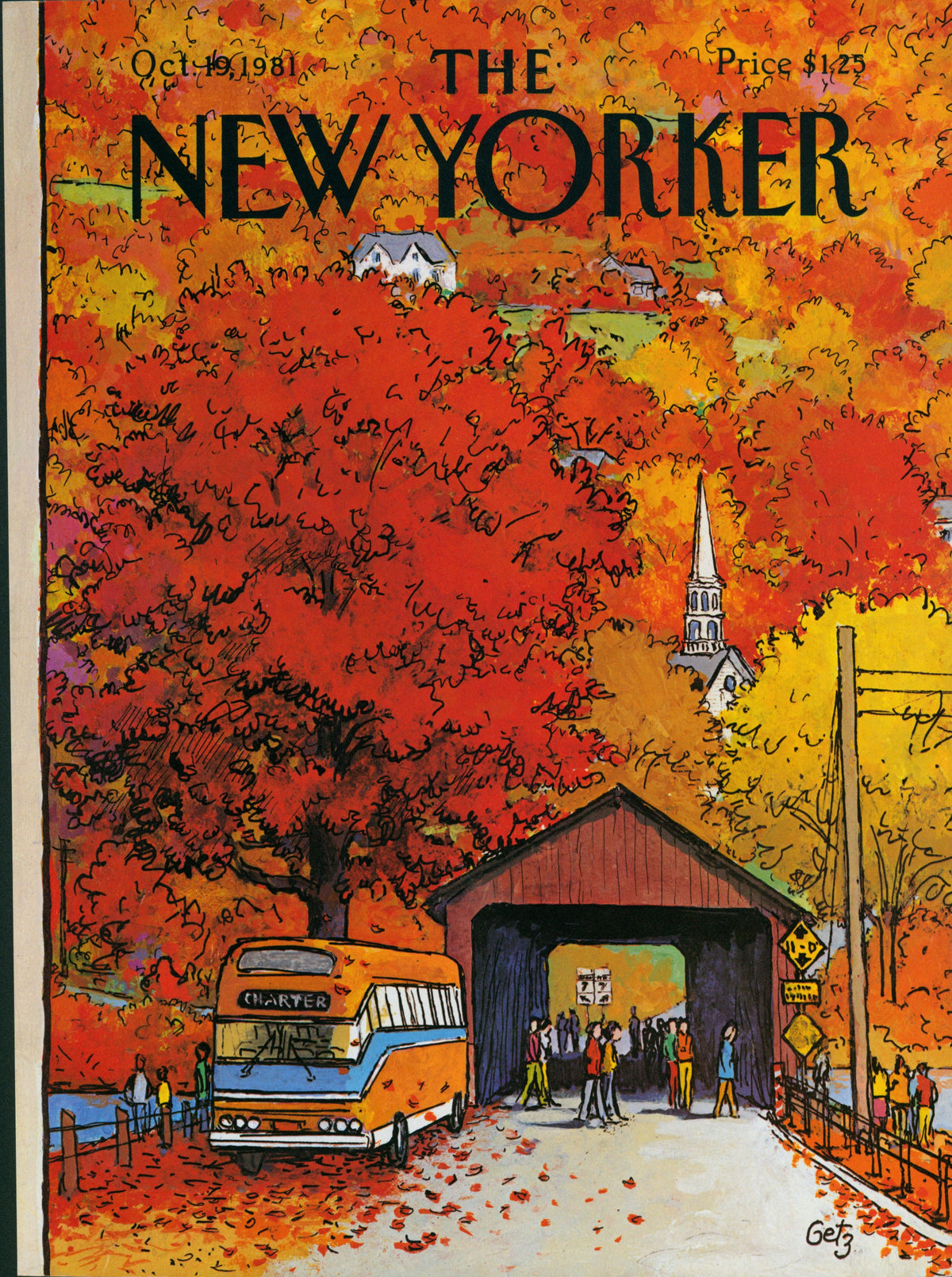 Fall Field Trip- The New Yorker - Authentic Vintage Cover Art
