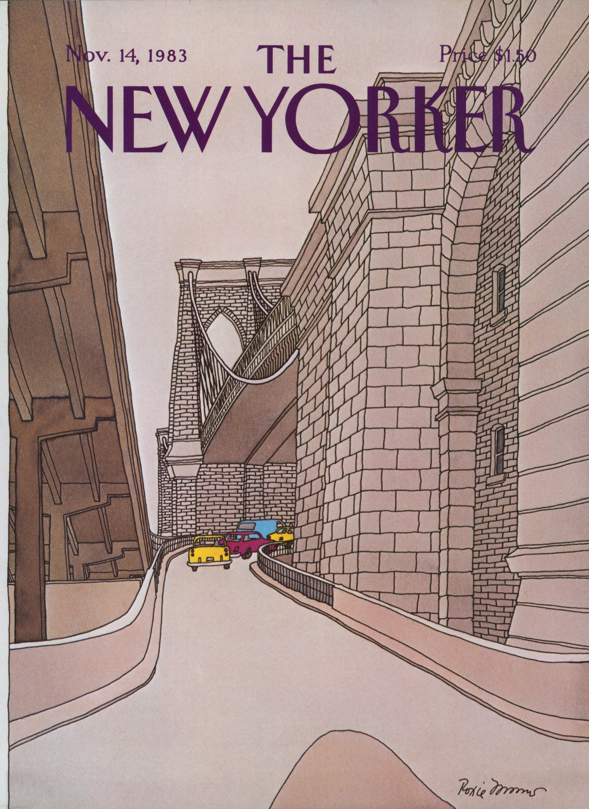 Bridge Crossing- The New Yorker - Authentic Vintage Cover Art