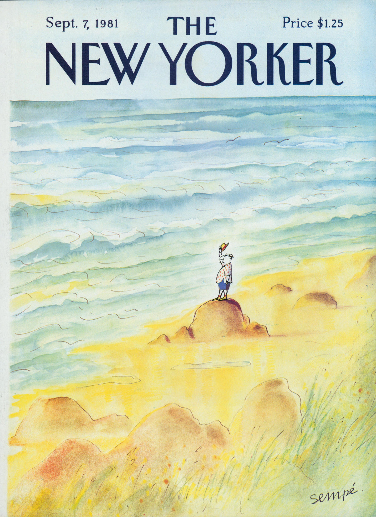 Wave Watcher- The New Yorker - Authentic Vintage Cover Art