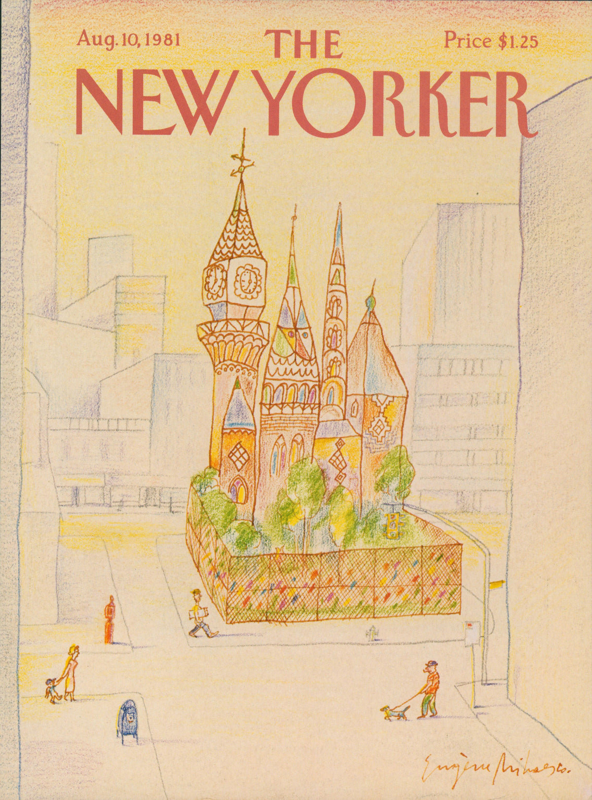 Old Church, New City- The New Yorker - Authentic Vintage Cover Art