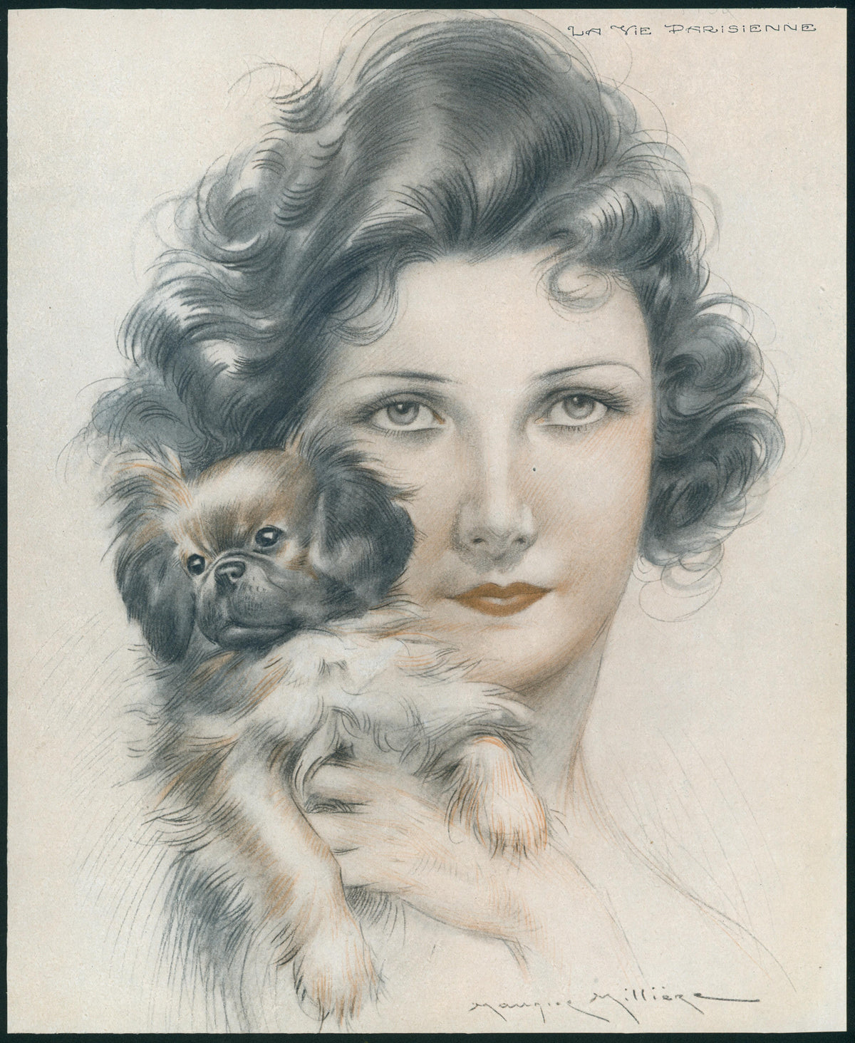 My Sweet Pekingese- La Vie Parisienne - Authentic Vintage Illustration