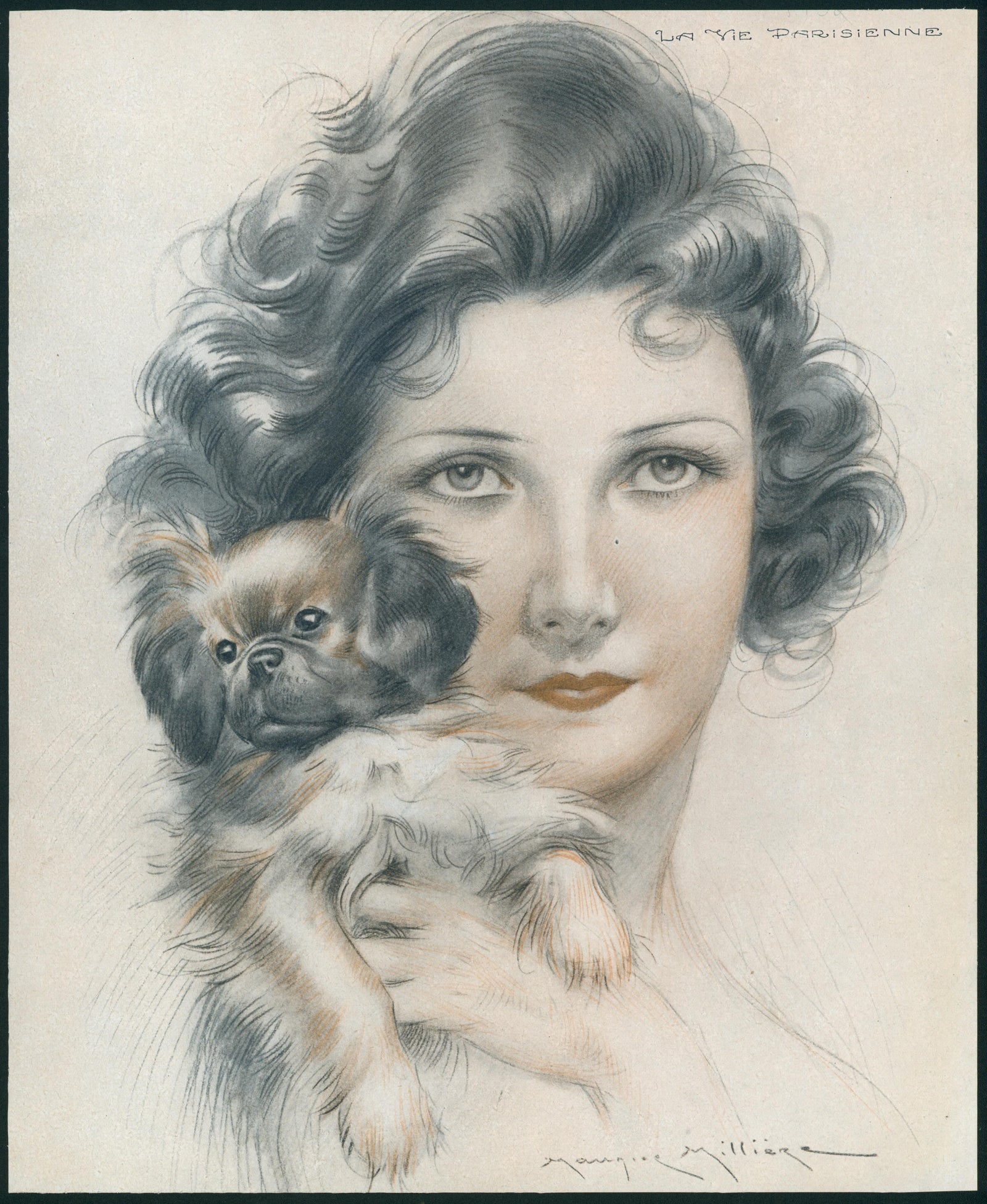 My Sweet Pekingese- La Vie Parisienne - Authentic Vintage Illustration