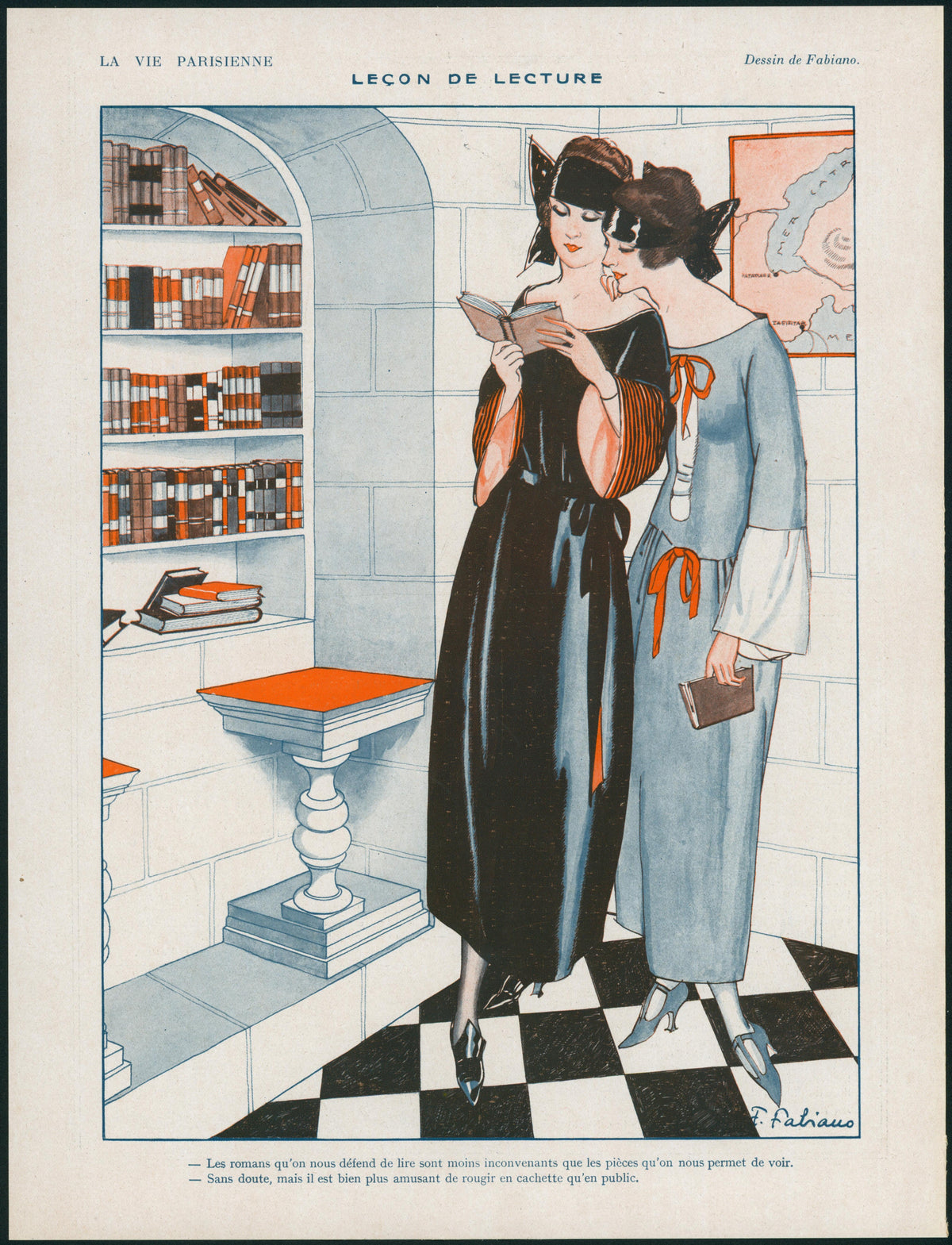 Reading Lessons- La Vie Parisenne - Authentic Vintage Illustration