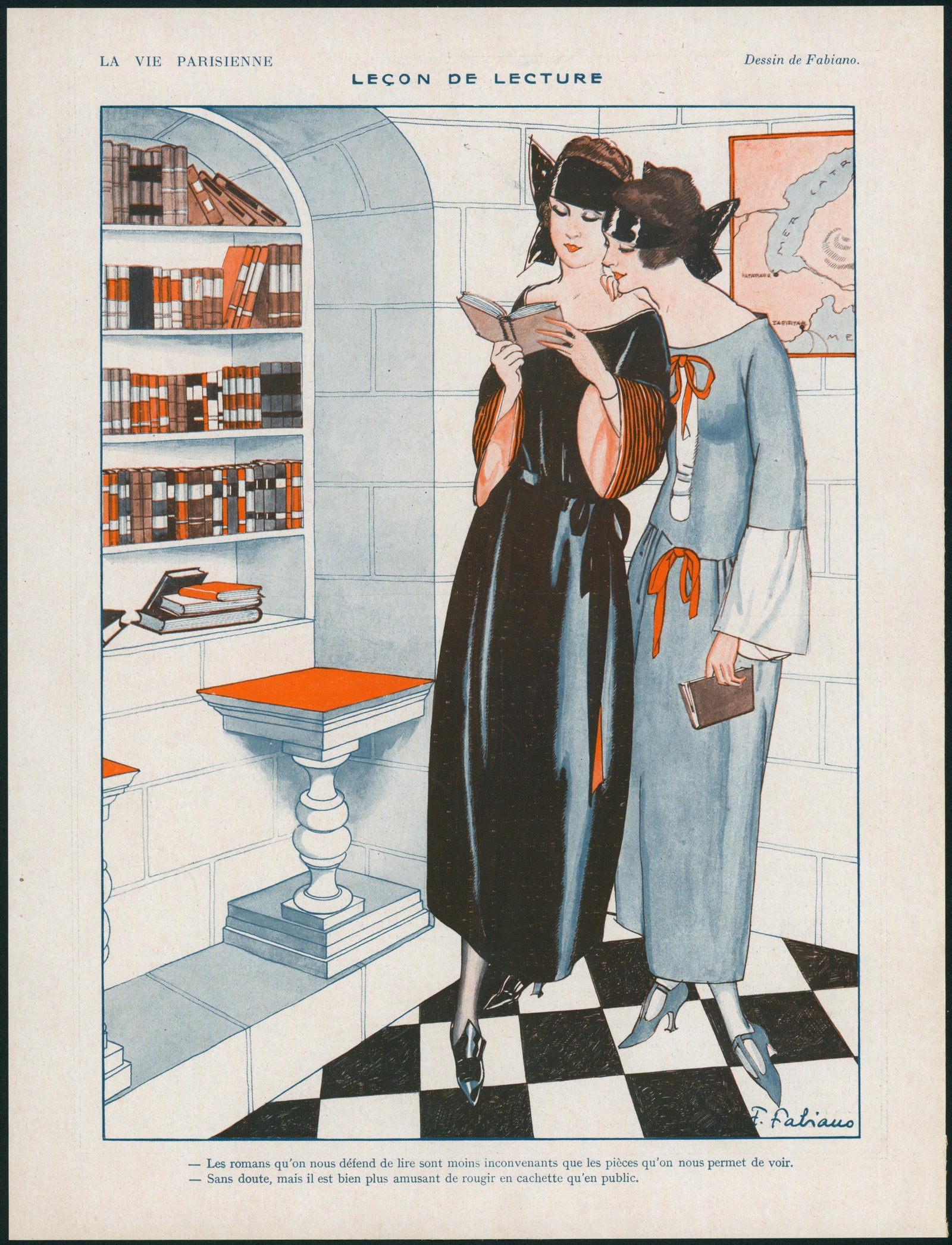 Reading Lessons- La Vie Parisenne - Authentic Vintage Illustration